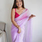 Rajwada Pink Organza Embroidered Saree With Unstitched Blouse For Women