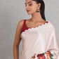 Rajwada Off White Satin Solid Printed Saree For Women