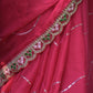 Rajwada Red Sequins Embroidered Satin Rangoli Saree with Stitched Blouse for Women
