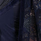 Rajwada Navy Blue Sequins Embroidered Lycra Saree with Unstitched Blouse for Women