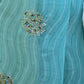 Rajwada Light Blue Embroidered Simmar Saree with Unstitched Blouse for Women