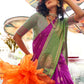 Rajwada Pink Silk Blend Woven Saree With Unstitched Blouse For Women