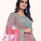 Rajwada Blue Embroidered Silk Blend Semi Stitched Lehenga With Blouse For Women