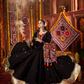 Rajwada Black Cotton Blend Embroidered Semi-Stitched lehenga For Women