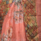 Rajwada Orange Floral Printed Cotton Blend Saree with Unstitched Blouse for Women