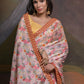 Rajwada Pink Printed Chiffon Saree With Unstitched Blouse For Women