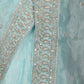 Rajwada Light Blue Organza Embroidered Saree With Unstitched Blouse For Women