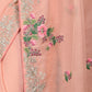 Rajwada Peach Pearls Embroidered Polyester Silk Saree with Unstitched Blouse for Women