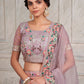 Rajwada Purple Net Embroidered Semi Stitched Lehenga With Unstitched Blouse for Women
