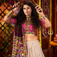 Rajwada Cream Cotton Blend Embroidered Mirror Semi-Stitched lehenga For Women