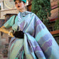 Rajwada Green Silk Blend Woven Saree With Unstitched Blouse For Women