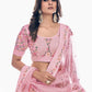 Rajwada Pink Embroidered Soft Net Semi Stitched Lehenga With Blouse For Women