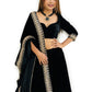 Rajwada Women Designer Black Semi Stitched Lehenga With Unstitched Blouse