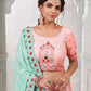 Rajwada Pink Georgette Embroidered Semi Stitched Lehenga With Unstitched Blouse for Women