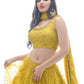 Rajwada Mustard Chinon Embellished Stitched Lehenga With Stitched Blouse For Women