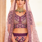 Rajwada Women Purple Crepe Semi Stitched Lehenga With Unstitched Blouse