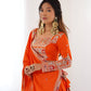 Rajwada Orange Silk Blend Embroidered Semi-Stitched lehenga For Women
