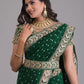 Rajwada Green Embroidered Georgette Saree With Unstitched Blouse For Women