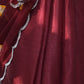 Rajwada Maroon Embroidered Chiffon Silk Saree with Unstitched Blouse for Women