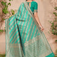 Rajwada Teal Woven Banarasi Silk Saree With Unstitched Blouse For Women