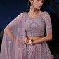Rajwada Mauve Embroidered Soft Net Semi Stitched Lehenga With Blouse For Women