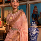 Rajwada Peach Silk Blend Woven Saree With Unstitched Blouse for Women