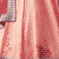 Rajwada Peach Shibori Crepe Embroidered Semi Stitched Lehenga With Unstitched Blouse for Women