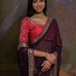 Rajwada Wine Embellished Georgette Saree With Unstitched Blouse For Women