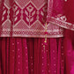 Rajwada Women Magenta Embroidered Georgette Partywear Stitched Kurta Set