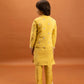 Rajwada Yellow Viscose Silk Embroidered Stitched Kurta Set For Kids