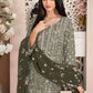 Rajwada Olive Georgette Embroidered Semi-Stitched Kurta Set For Women