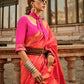 Rajwada Orange Soft Silk Woven Saree With Unstitched Blouse For Women
