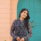 Rajwada Black Chiffon Stitched Printed Indo Western Dress For Women