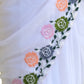 Rajwada White Embroidered Georgette Saree with Unstitched Blouse for Women