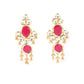 Rajwada Red Kundan Golden Multilayered Necklace Set For Women