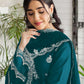 Rajwada Teal Georgette Embroidered Semi-Stitched Kurta Set For Women