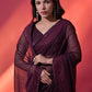 Rajwada Wine Embellished Georgette Saree With Unstitched Blouse For Women
