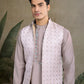 Rajwada Lavender Silk Blend Embellished Kurta For Men