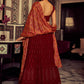 Rajwada Women Stylish Maroon Embroidered Georgette Semi Stitched Lehenga With Blouse Piece