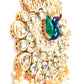 Rajwada Women White And Green Peacock Bridal Long Necklace Set With Earrings