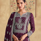 Rajwada Wine Georgette Embroidered Semi-Stitched Kurta Set For Women
