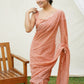 Rajwada Peach Georgette Embroidered Saree With Unstitched Blouse For Women