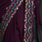 Rajwada Wine Embellished Georgette Saree With Unstitched Blouse For Women