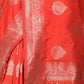 Rajwada Red Silk Blend Brocade Saree with Unstitched Blouse for Women