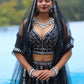 Rajwada Black Silk Blend Semi Stitched Lehenga With Unstitched Blouse For Women