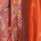 Rajwada Orange Woven Satin Saree With Unstitched Blouse For Women