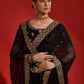 Rajwada Black Embroidered Georgette Saree With Unstitched Blouse For Women