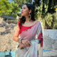 Rajwada Off White Georgette Printed Saree With Unstitched Blouse For Women