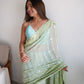 Rajwada Green Georgette Embroidered Saree With Unstitched Blouse For Women