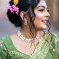 Rajwada Women Light Green Floral Semi Stitched Lehenga With Unstitched Blouse